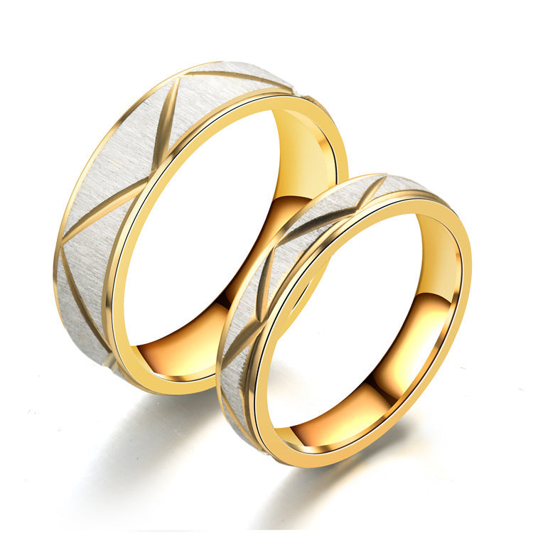 Noxypera 24K Gold Titanium Stainless Steel Couple Ring