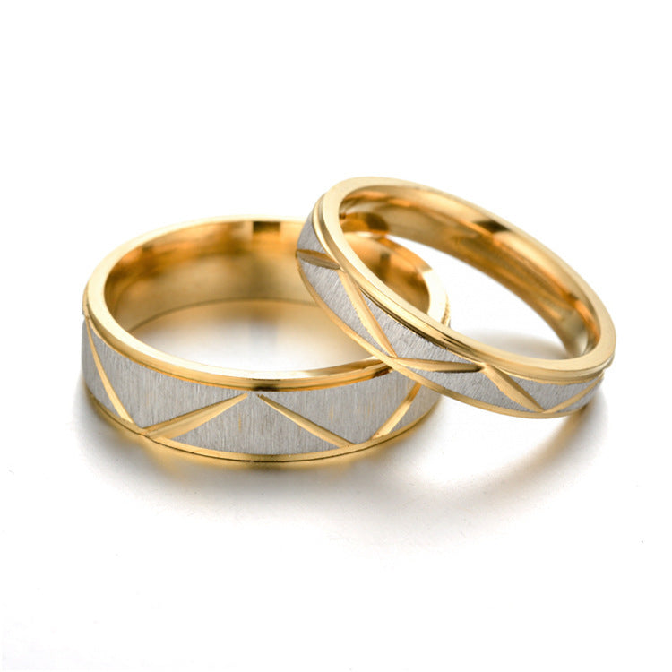 Noxypera 24K Gold Titanium Stainless Steel Couple Ring