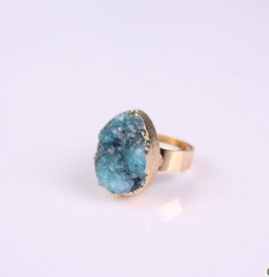 Noxypera Natural Stone Agate Crystal Rings