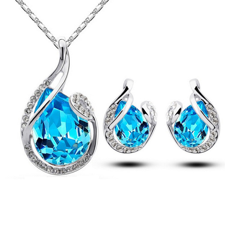 Noxypera 3 Pieces Rhinestone Necklace Set With Earrings Jewelry