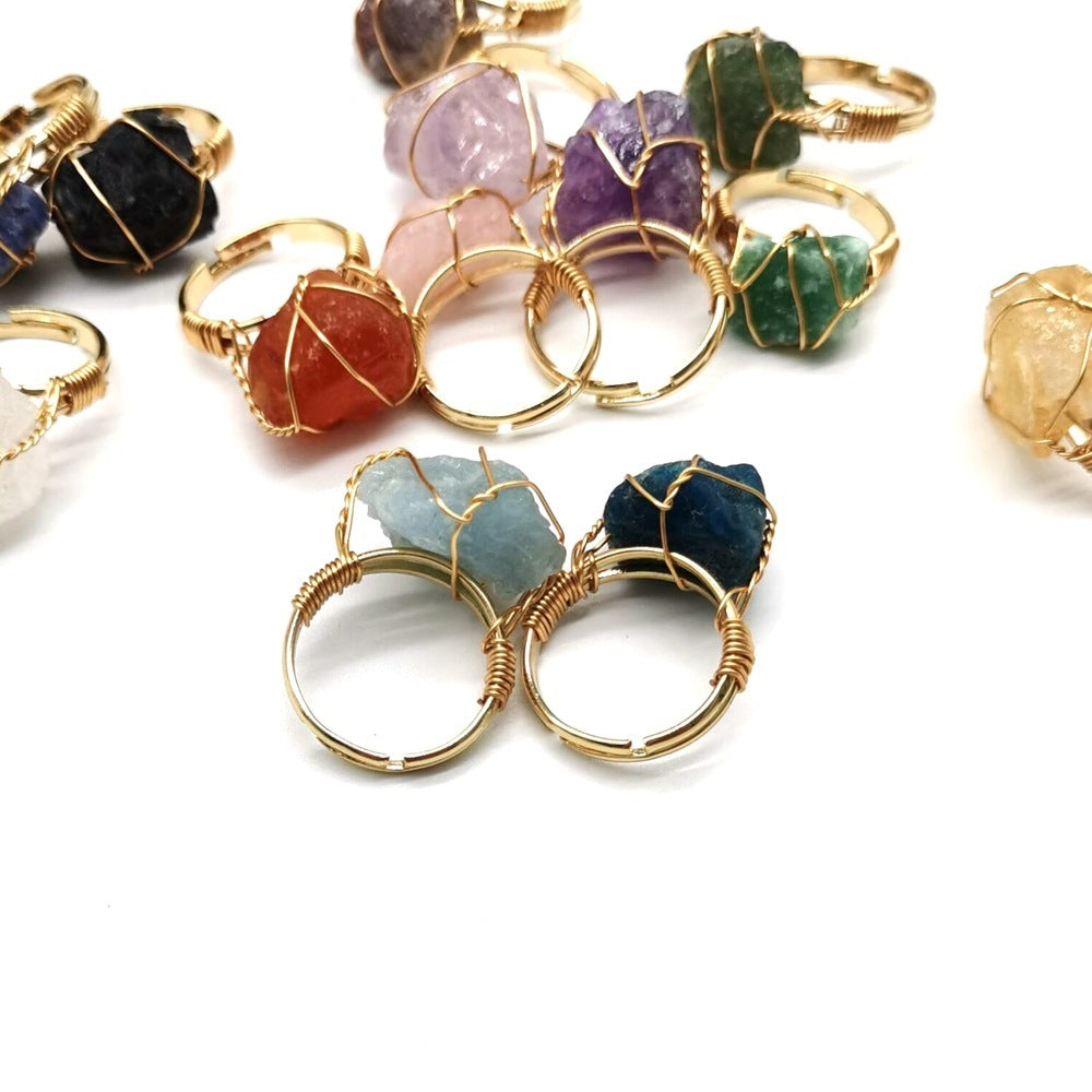Noxypera Hand Wrapped Rough Stone Agate Ring