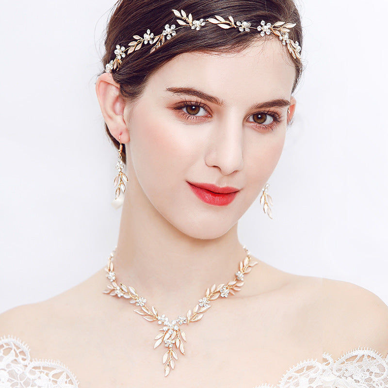 Noxypera Alloy Plating Bride Earrings Necklace Jewelry Set