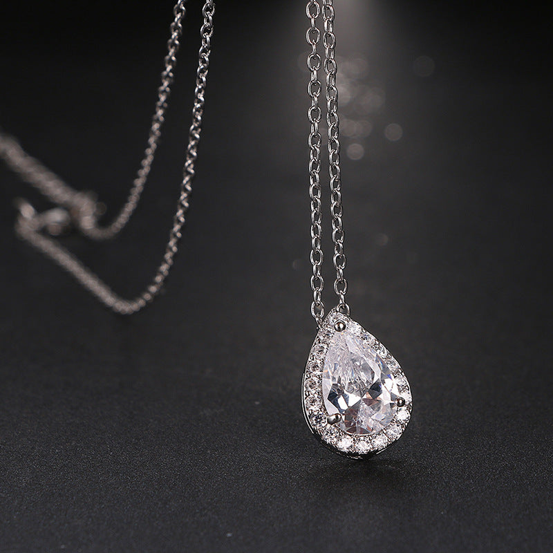 Noxypera Water Drop Gemstone Necklace Earrings Jewelry Set