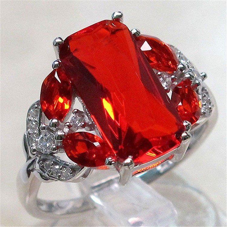 Noxypera Natural Ruby Engagement Silver Ring