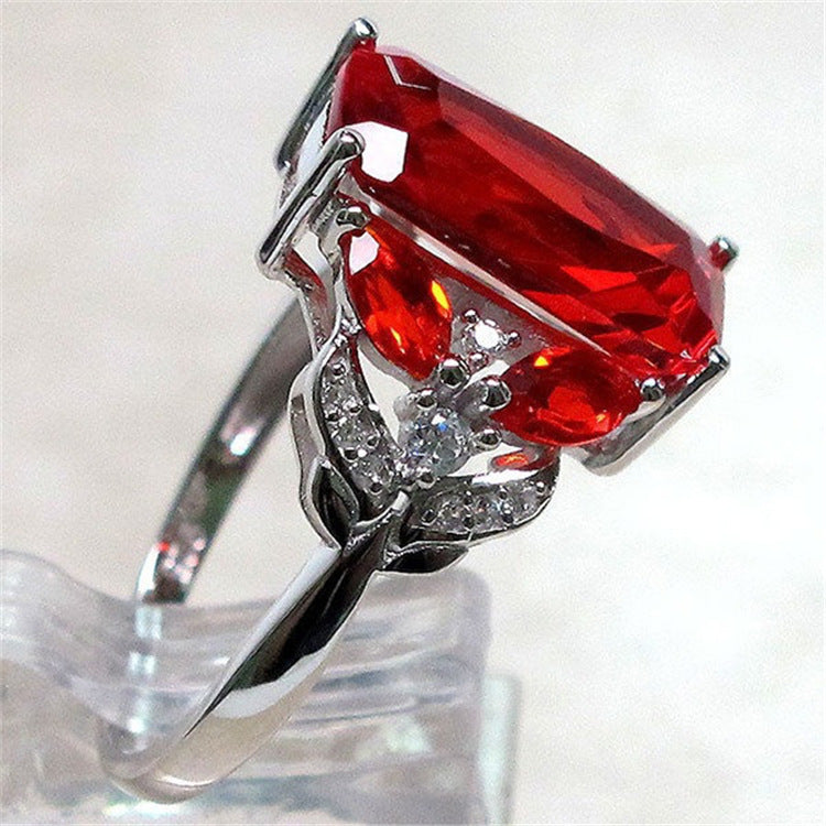 Noxypera Natural Ruby Engagement Silver Ring