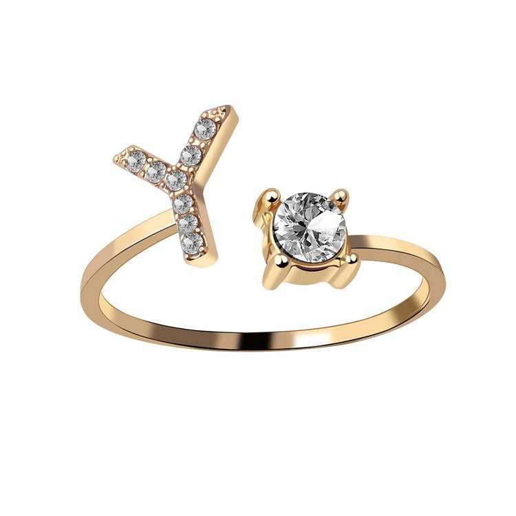 Noxypera Adjustable 26 Initial Letter Ring