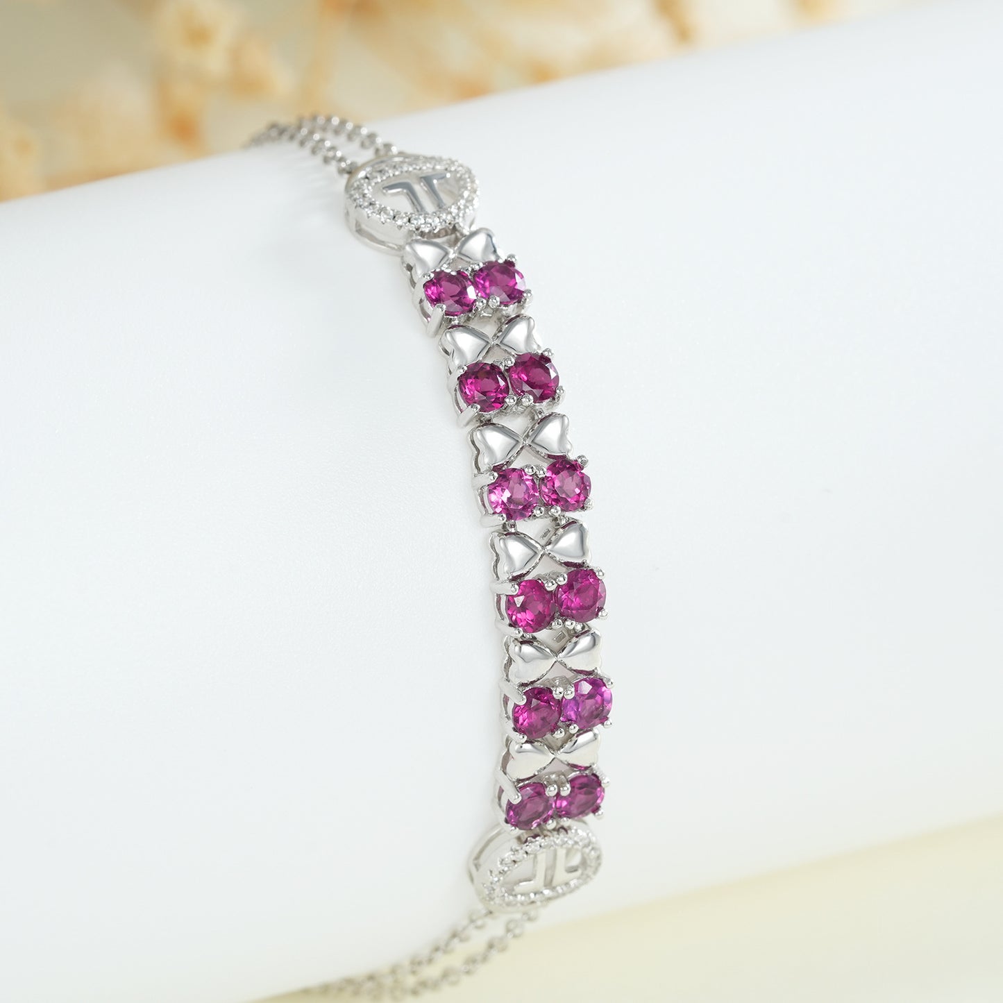 Noxypera S925 Sterling Silver Purple Garnet Bracelet Women