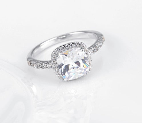 Noxypera 925 Sterling Silver Square Diamond Ring