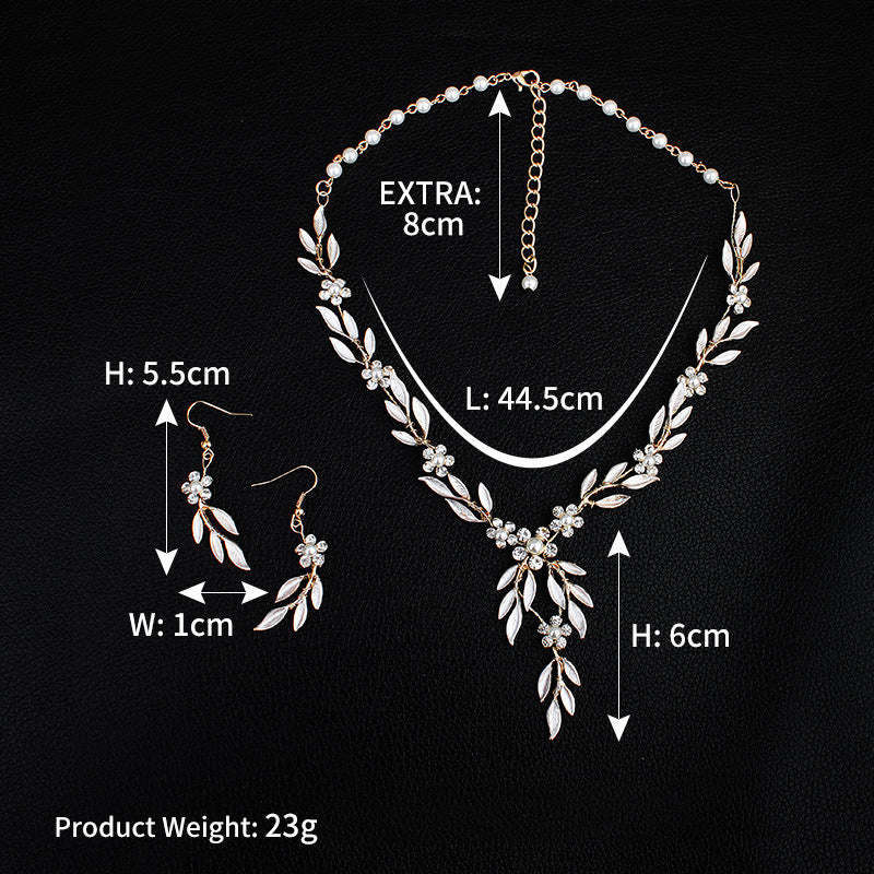 Noxypera Alloy Plating Bride Earrings Necklace Jewelry Set