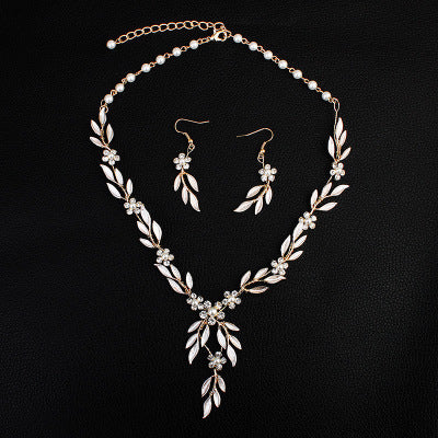 Noxypera Alloy Plating Bride Earrings Necklace Jewelry Set