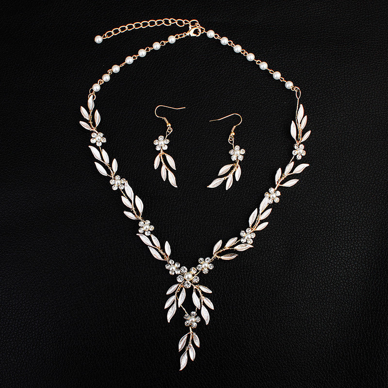 Noxypera Alloy Plating Bride Earrings Necklace Jewelry Set