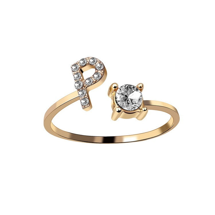 Noxypera Adjustable 26 Initial Letter Ring