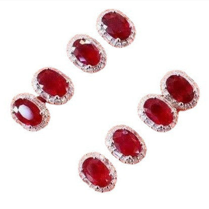 Noxypera S925 Silver Natural Ruby Stud Earrings