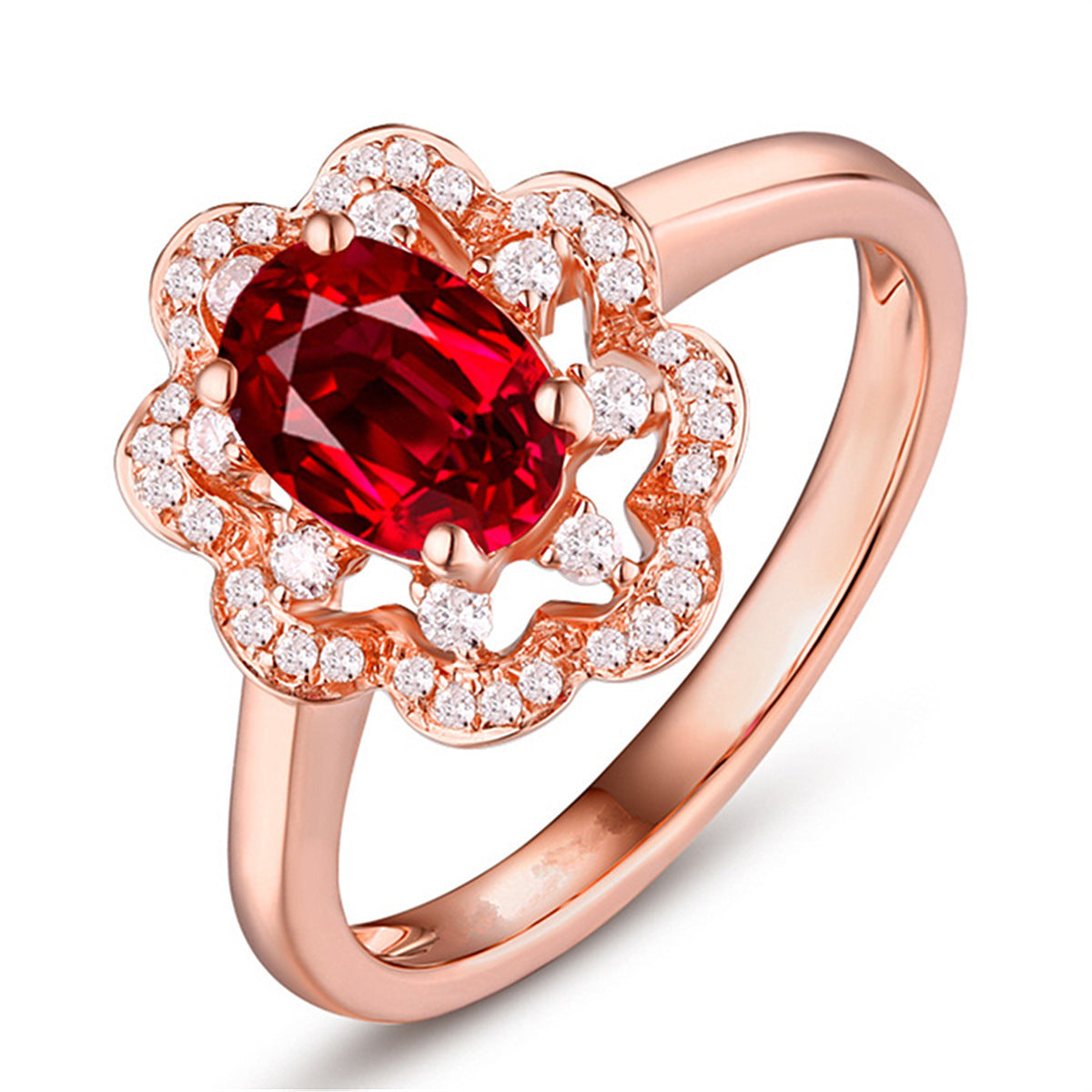 Noxypera Silver Engagement Rose Gold Ruby Stone Ring