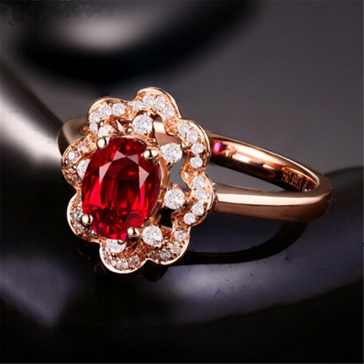 Noxypera Silver Engagement Rose Gold Ruby Stone Ring