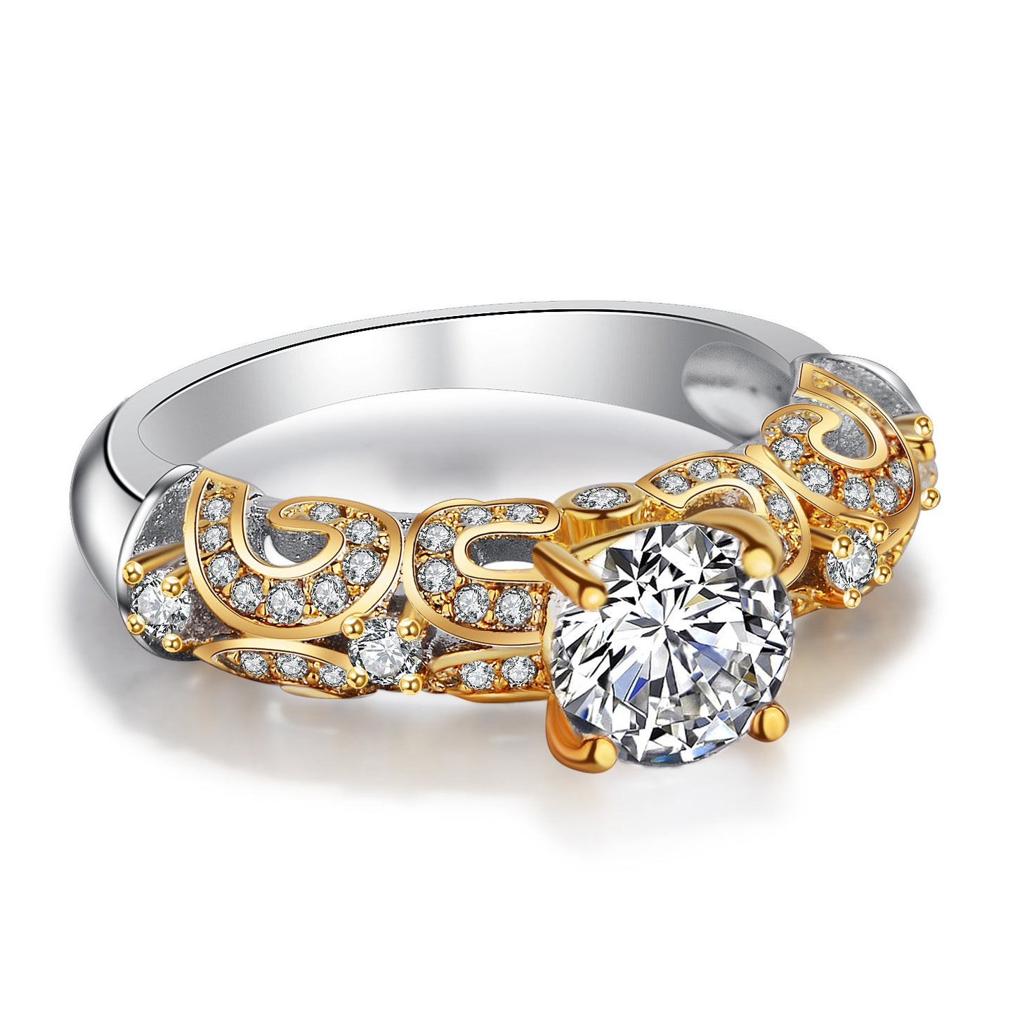 Noxypera Gold-Plated Inlaid with Artificial Diamond Gemstone Ring
