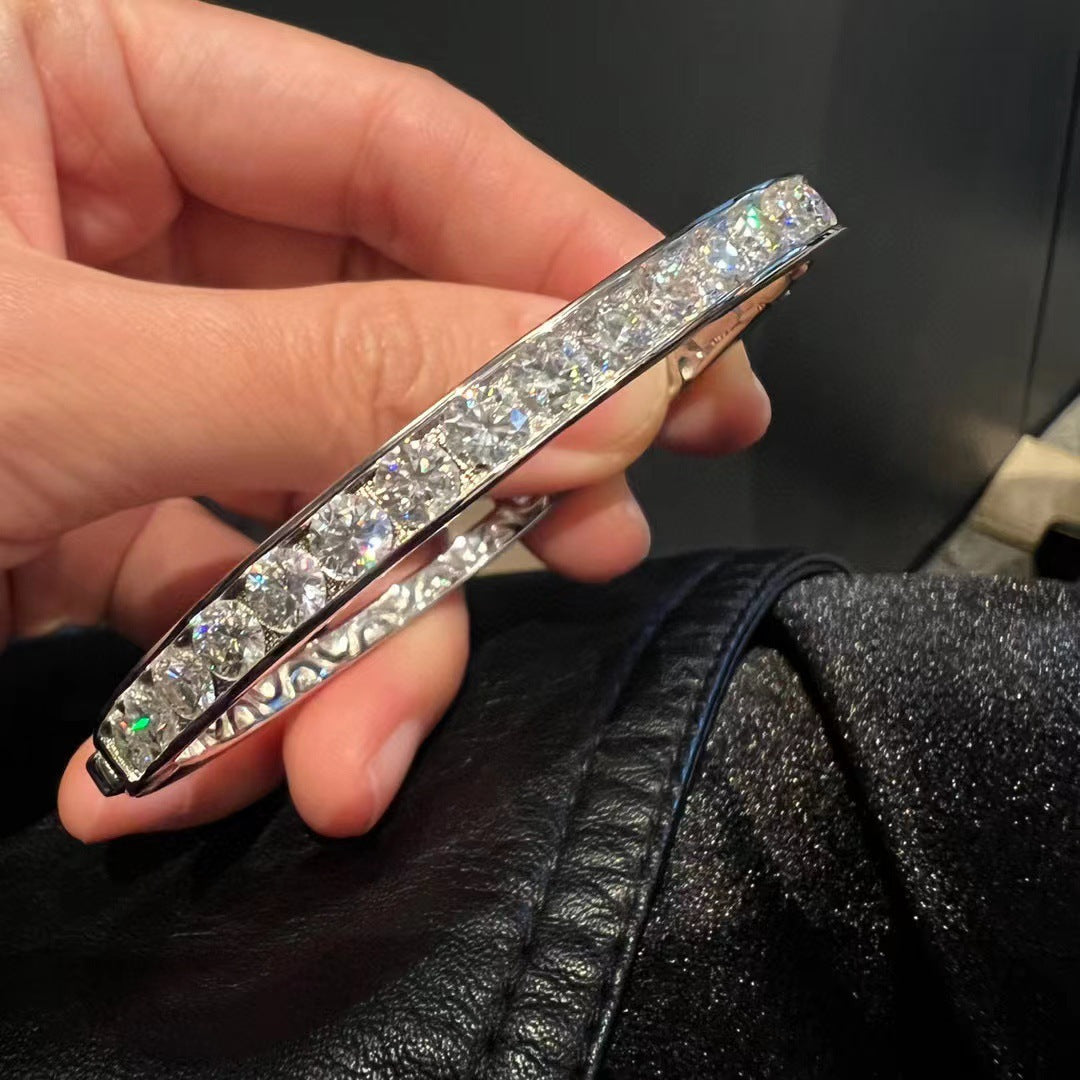 Noxypera Pure Silver Gold-Plated 18 40 Point Large Diamond Mosan Bracelet