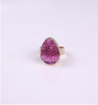 Noxypera Natural Stone Agate Crystal Rings