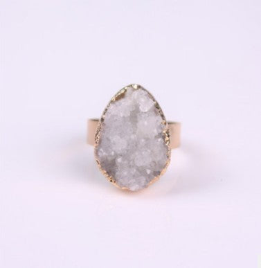 Noxypera Natural Stone Agate Crystal Rings
