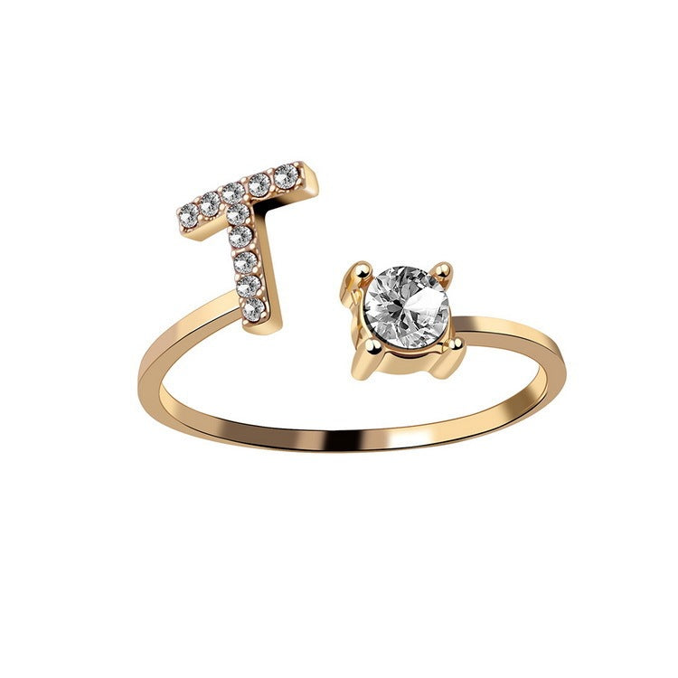 Noxypera Adjustable 26 Initial Letter Ring