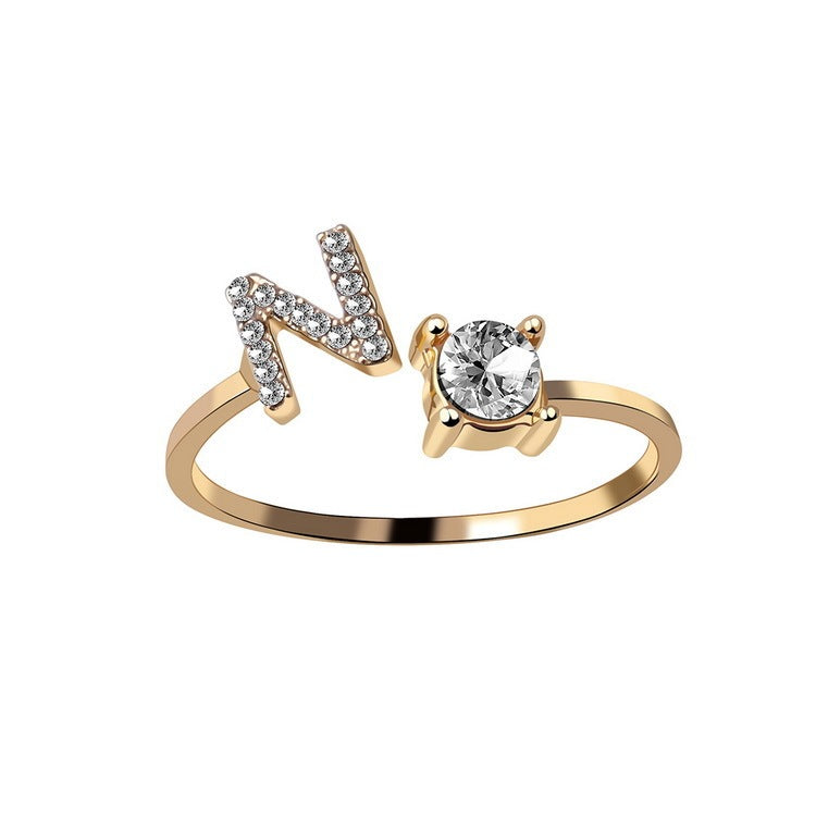 Noxypera Adjustable 26 Initial Letter Ring