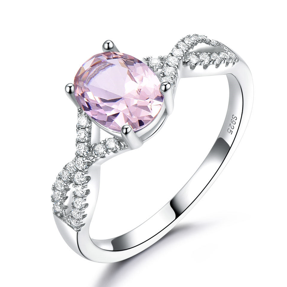 Noxypera Sterling Silver Oval Nano Morganite Ring