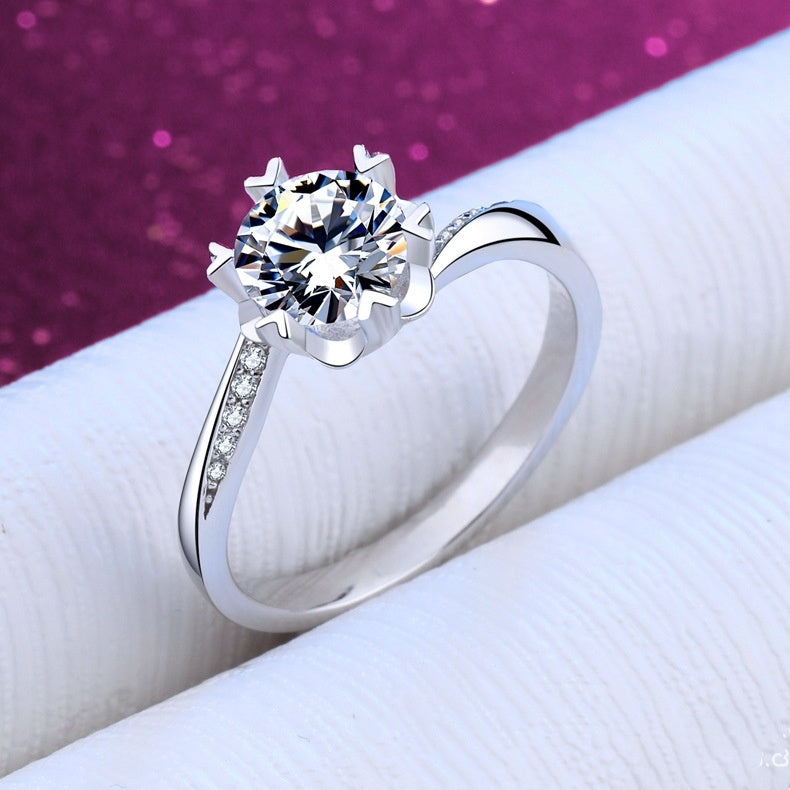 Noxypera 925 Silver D Color Mosang Stone Diamond Ring