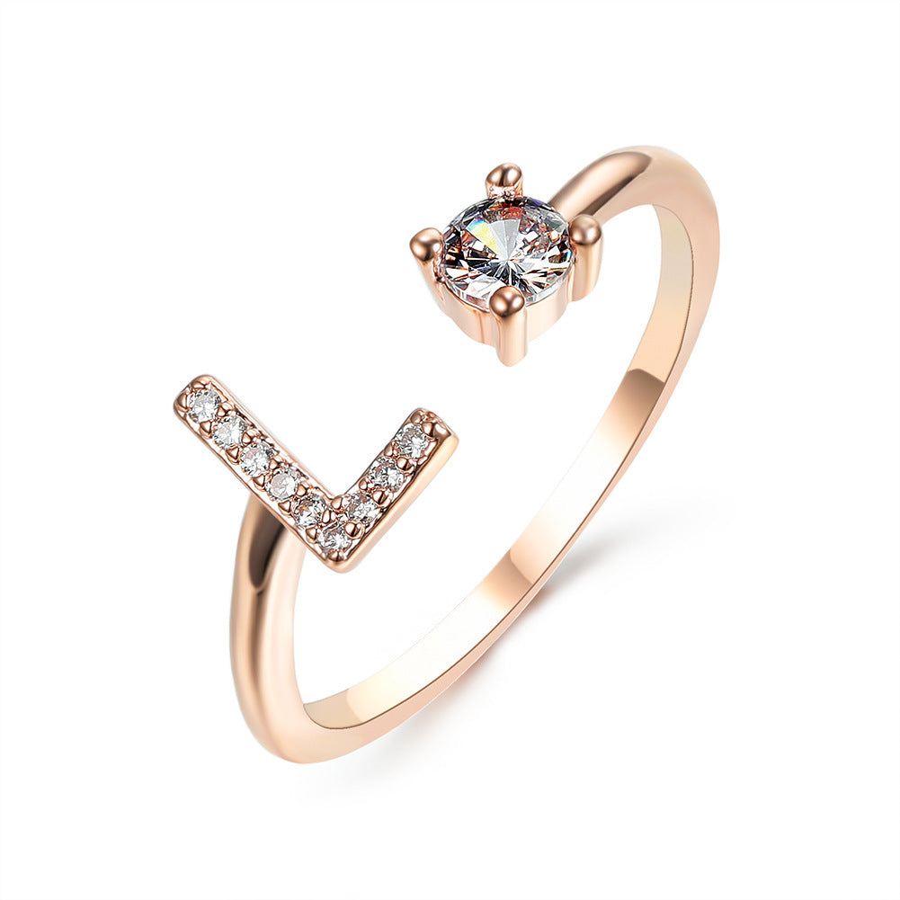 Noxypera Adjustable 26 Initial Letter Ring