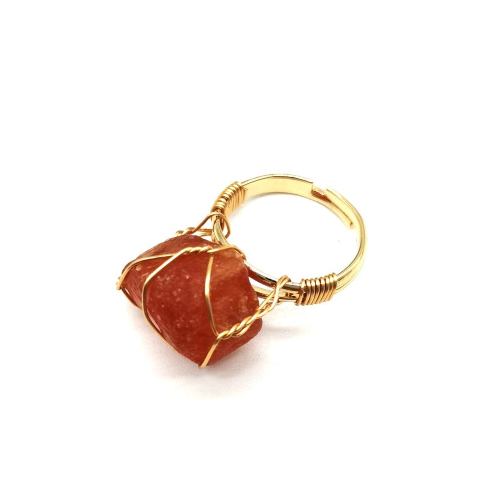 Noxypera Hand Wrapped Rough Stone Agate Ring