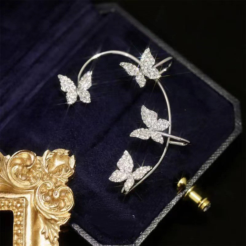 Noxypera Butterfly Ear Clip And Ear Hook Earrings