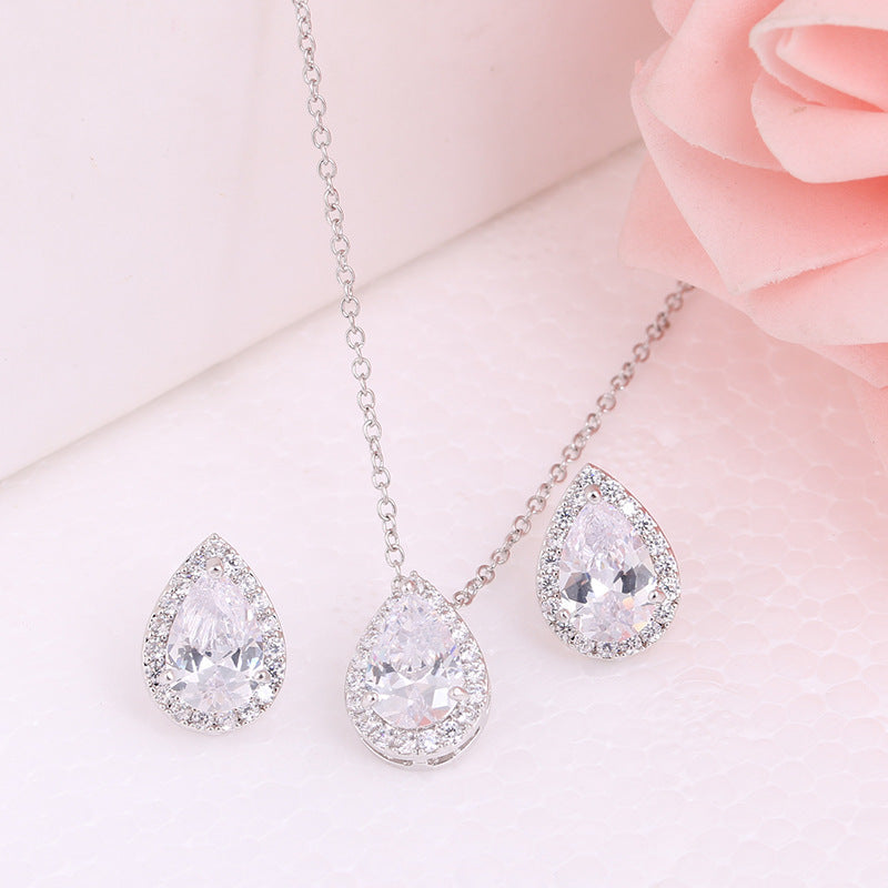 Noxypera Water Drop Gemstone Necklace Earrings Jewelry Set