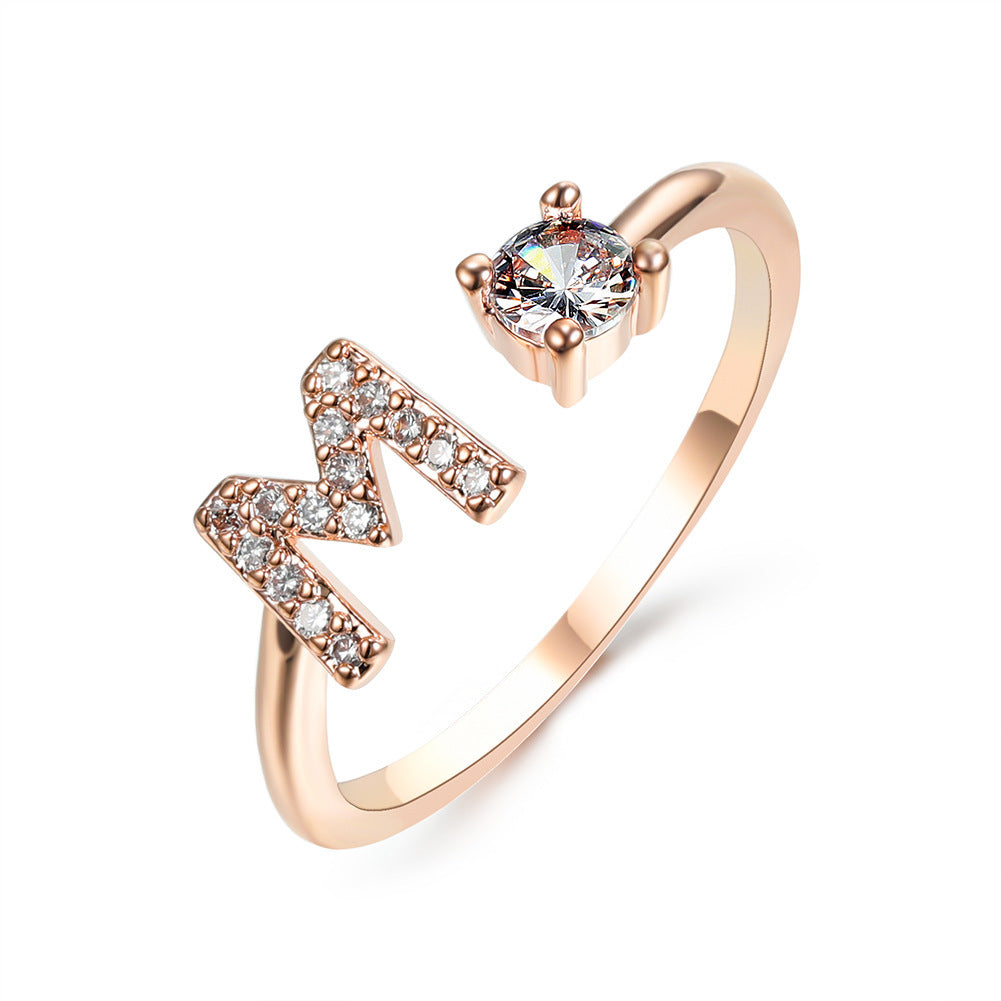Noxypera Adjustable 26 Initial Letter Ring