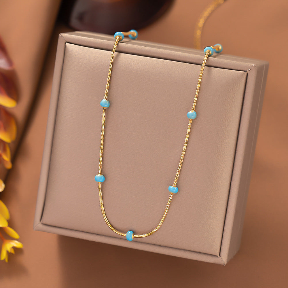 Noxypera Titanium Steel Ball Drop Glaze Necklace