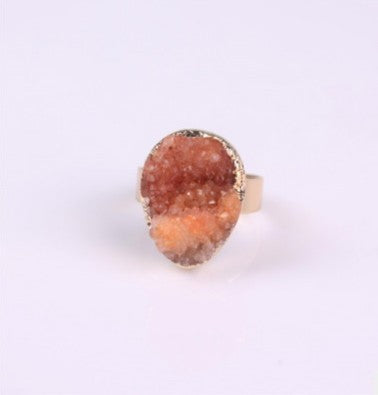 Noxypera Natural Stone Agate Crystal Rings