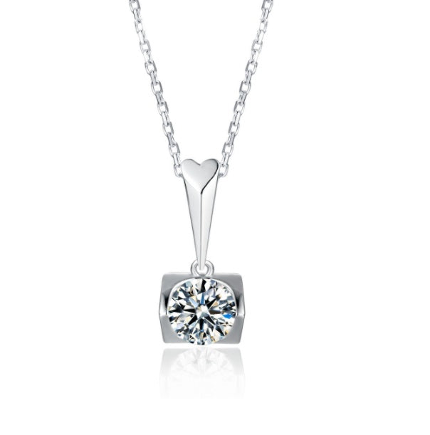Noxypera 925 Sterling Silver Inlaid Moissanite Stud Necklace Earrings Set