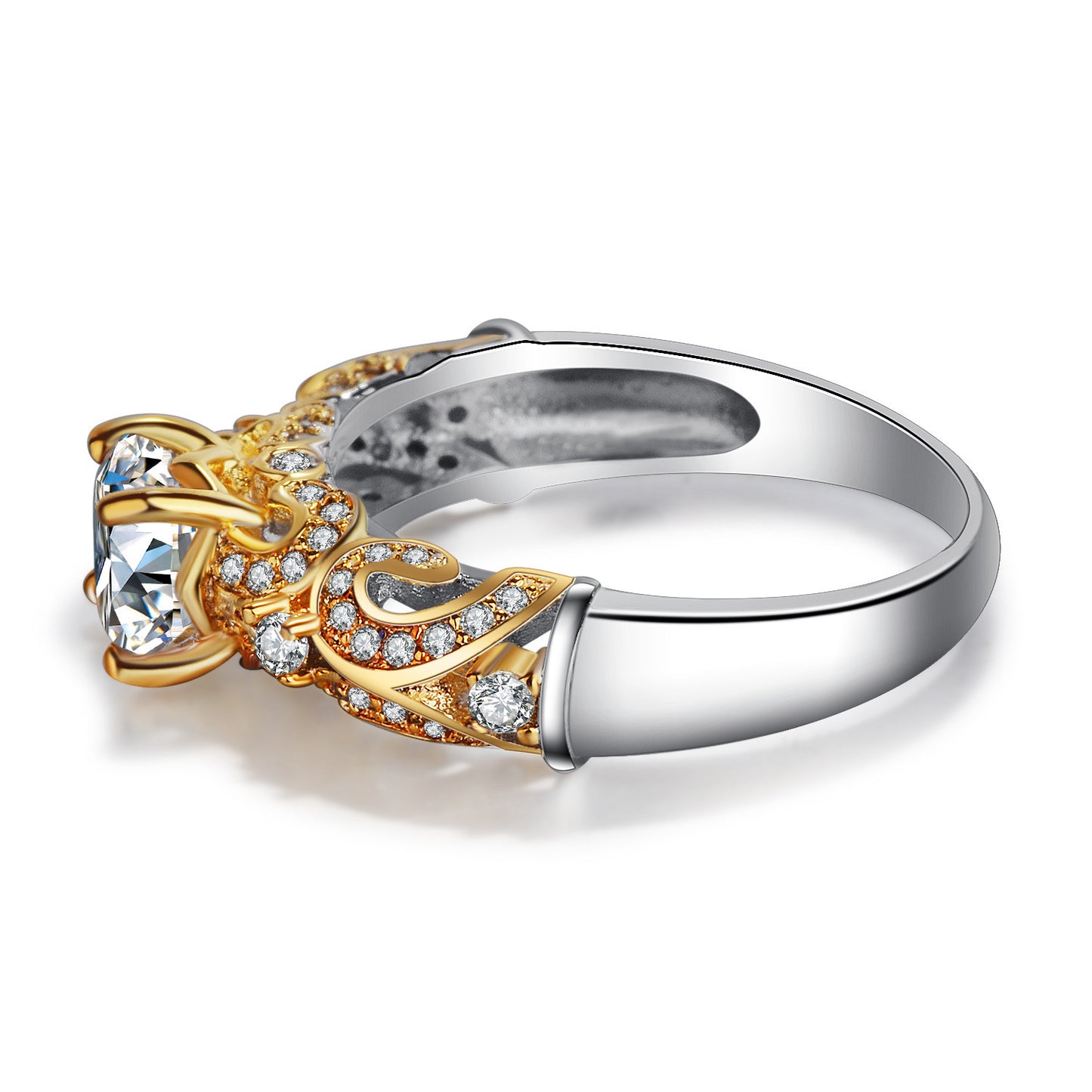Noxypera Gold-Plated Inlaid with Artificial Diamond Gemstone Ring