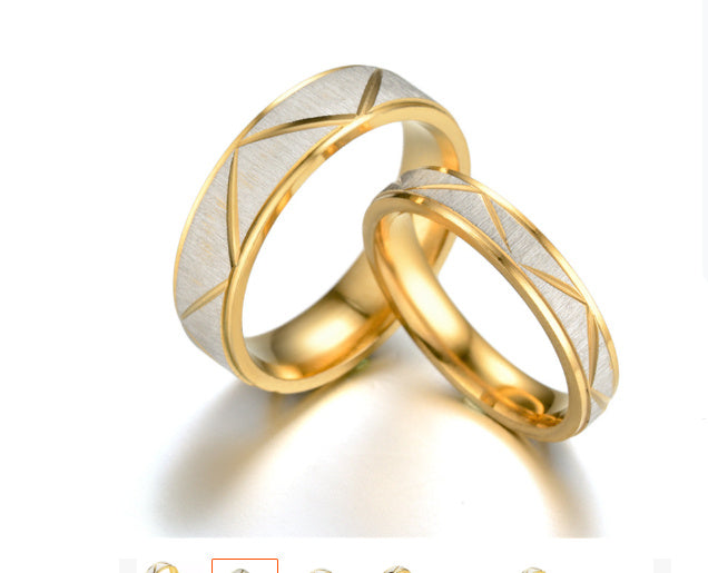 Noxypera 24K Gold Titanium Stainless Steel Couple Ring