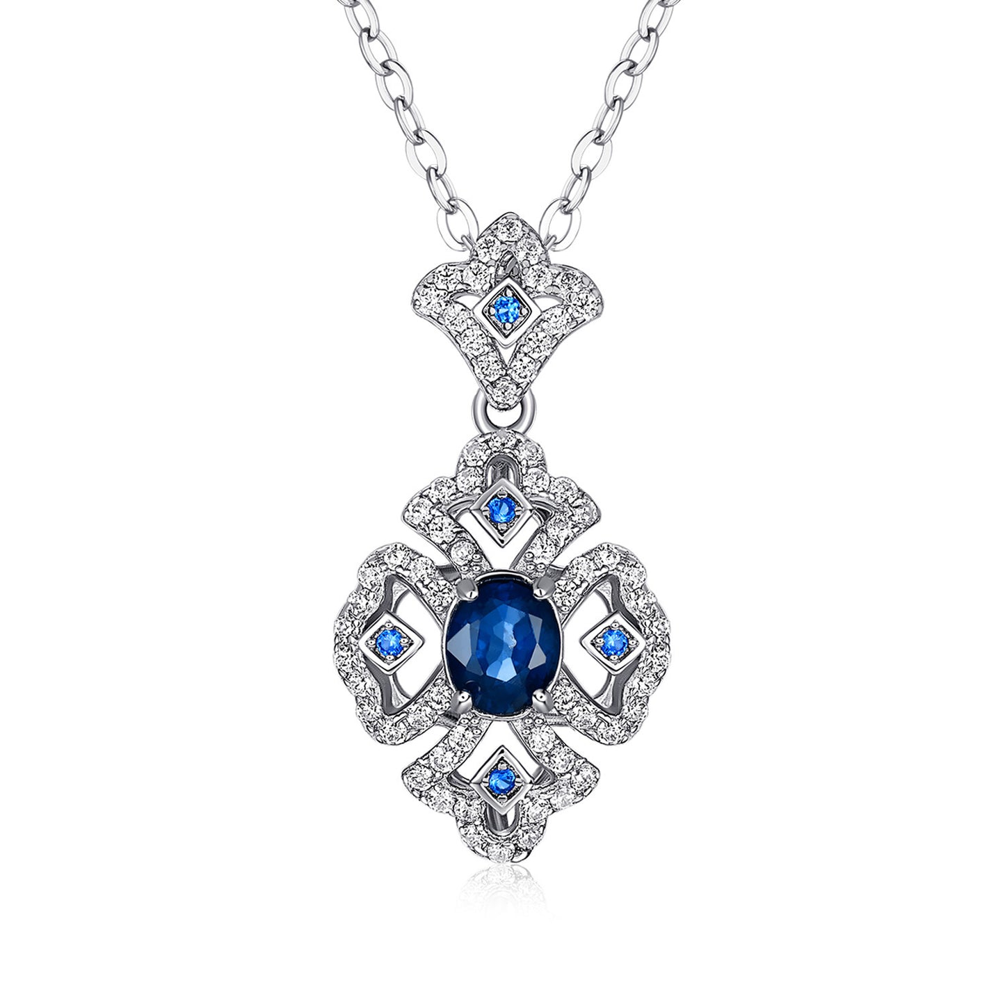 Noxypera 925 Silver Natural 0.55 Carats Sapphire Pendant Necklace