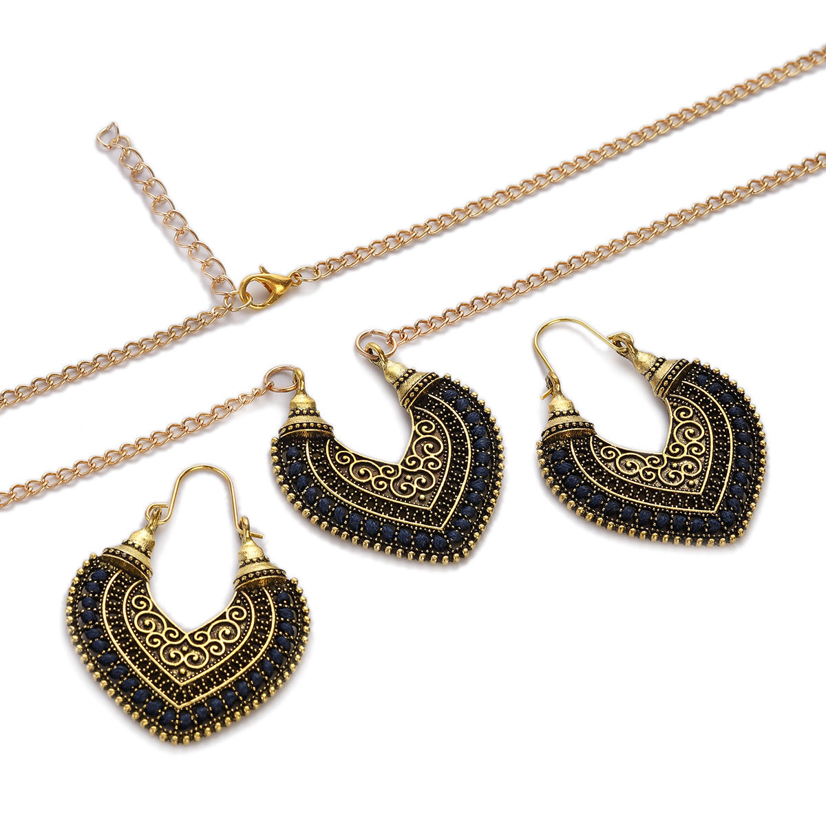 Noxypera Colored Rope Winding Earrings Necklace Set