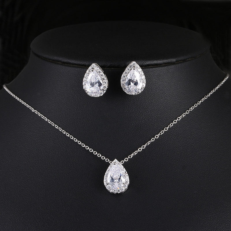 Noxypera Water Drop Gemstone Necklace Earrings Jewelry Set