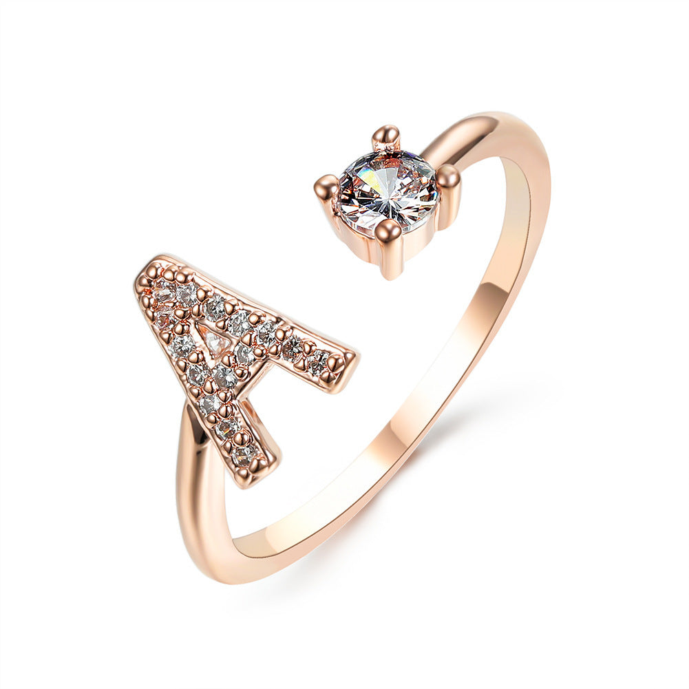 Noxypera Adjustable 26 Initial Letter Ring