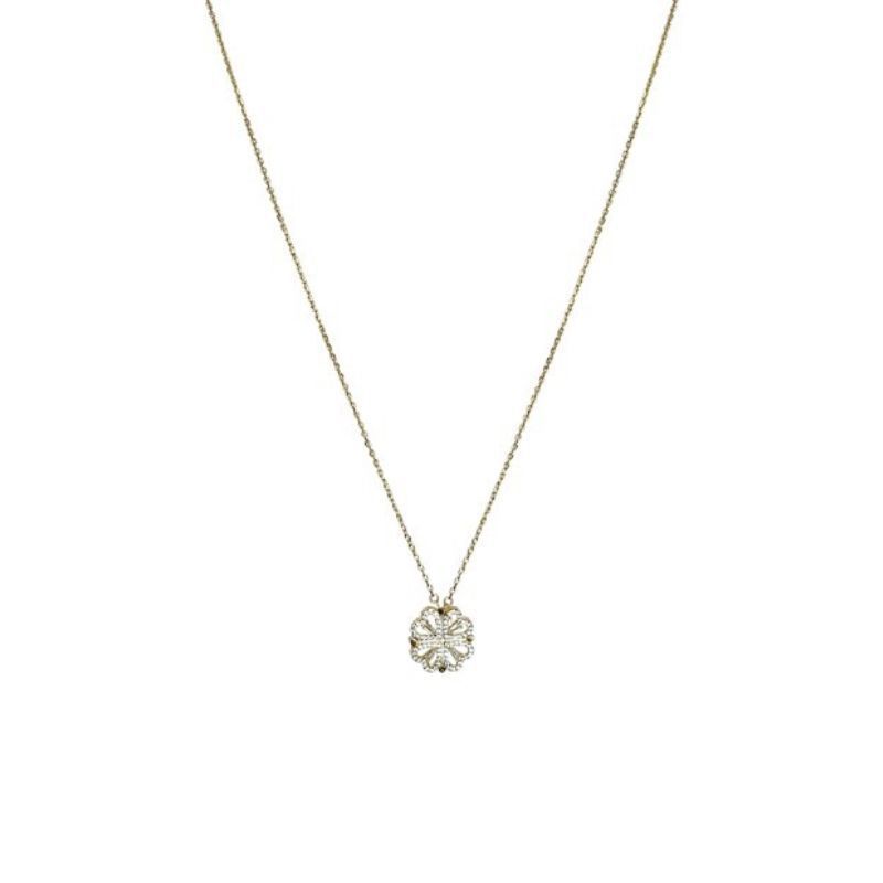 Noxypera Magnetic Folding Heart Shaped Four Leaf Clover Pendant Necklace