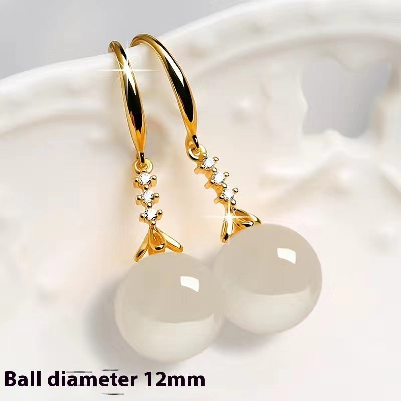 Noxypera Silvering Chalcedony Green Agate Earrings