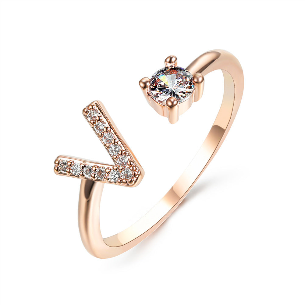 Noxypera Adjustable 26 Initial Letter Ring