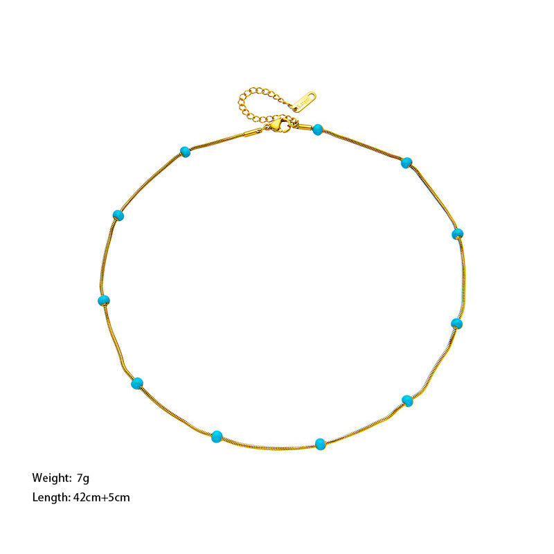 Noxypera Titanium Steel Ball Drop Glaze Necklace