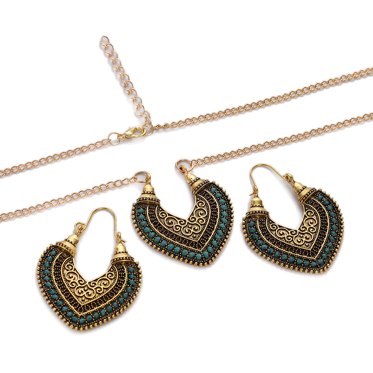 Noxypera Colored Rope Winding Earrings Necklace Set