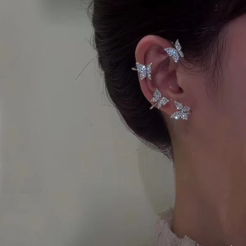 Noxypera Butterfly Ear Clip And Ear Hook Earrings