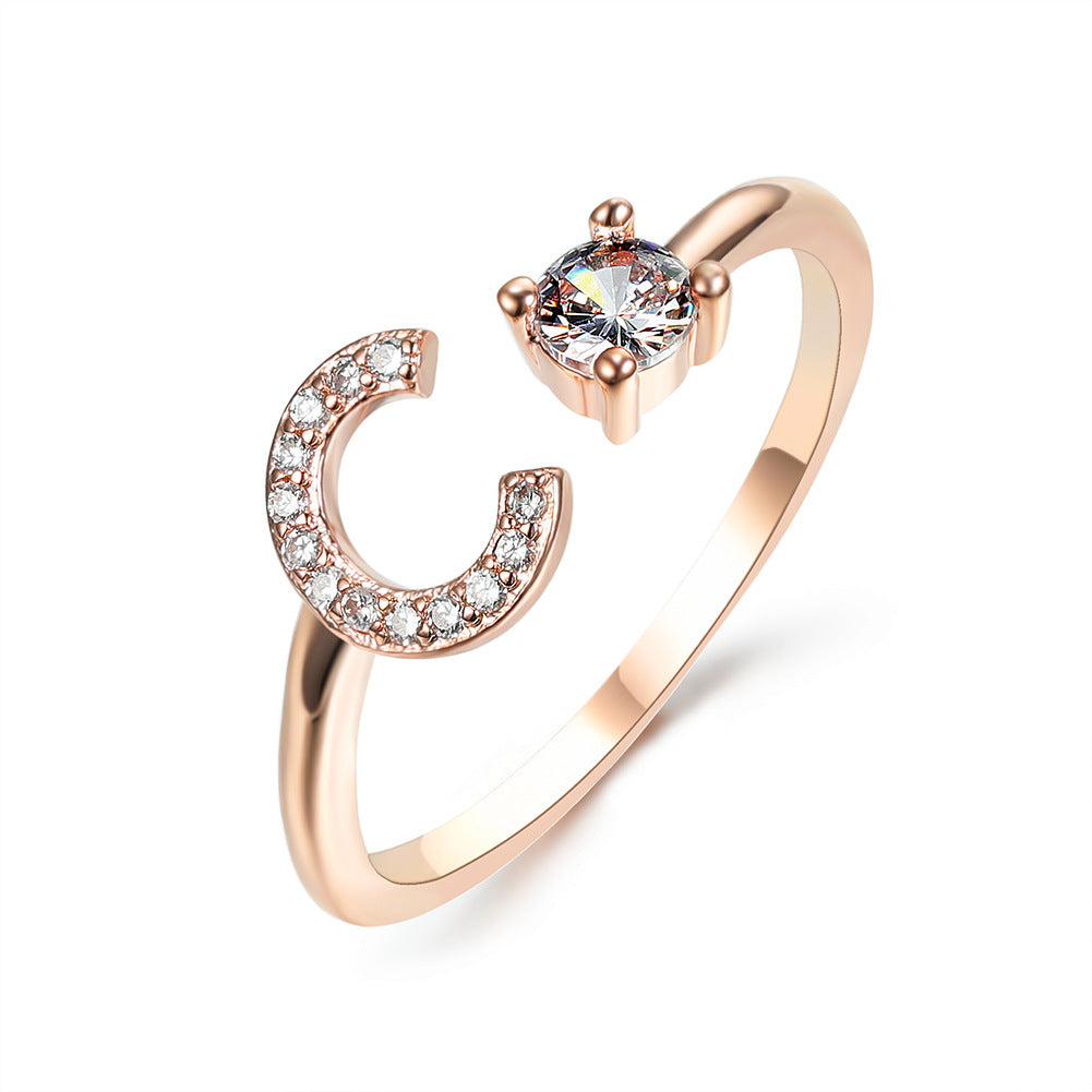 Noxypera Adjustable 26 Initial Letter Ring