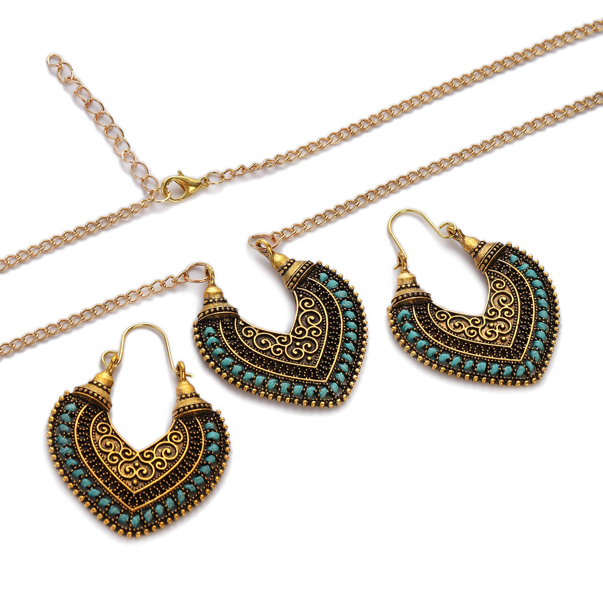 Noxypera Colored Rope Winding Earrings Necklace Set