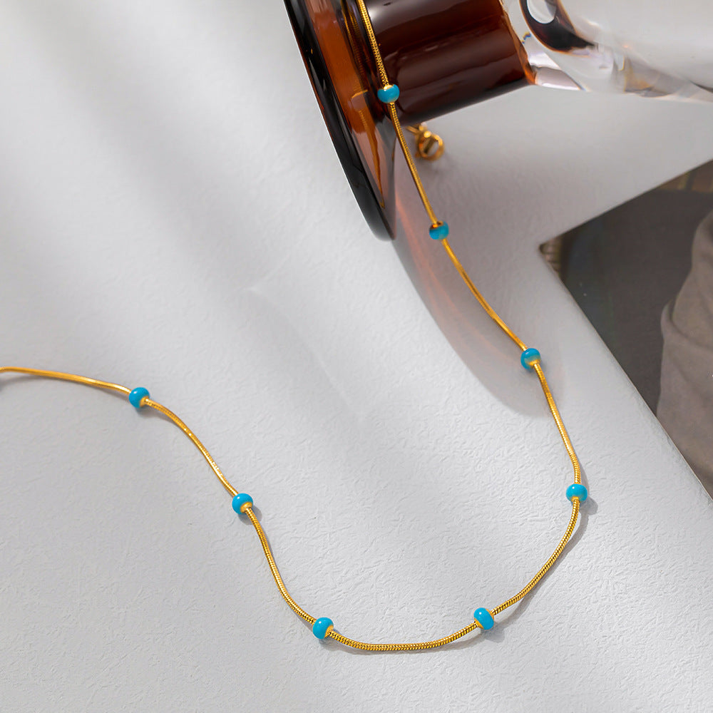 Noxypera Titanium Steel Ball Drop Glaze Necklace